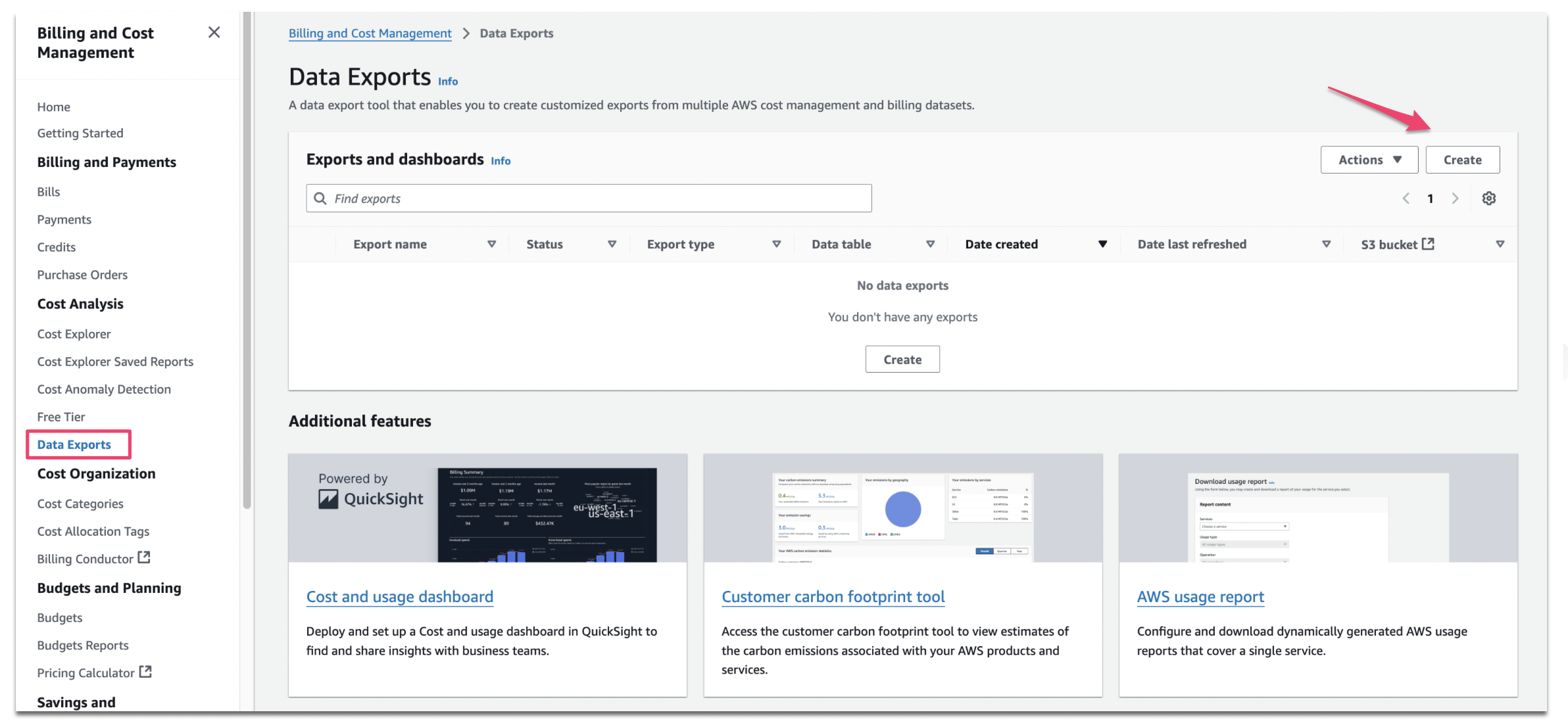Figure 1 - Create Data Exports