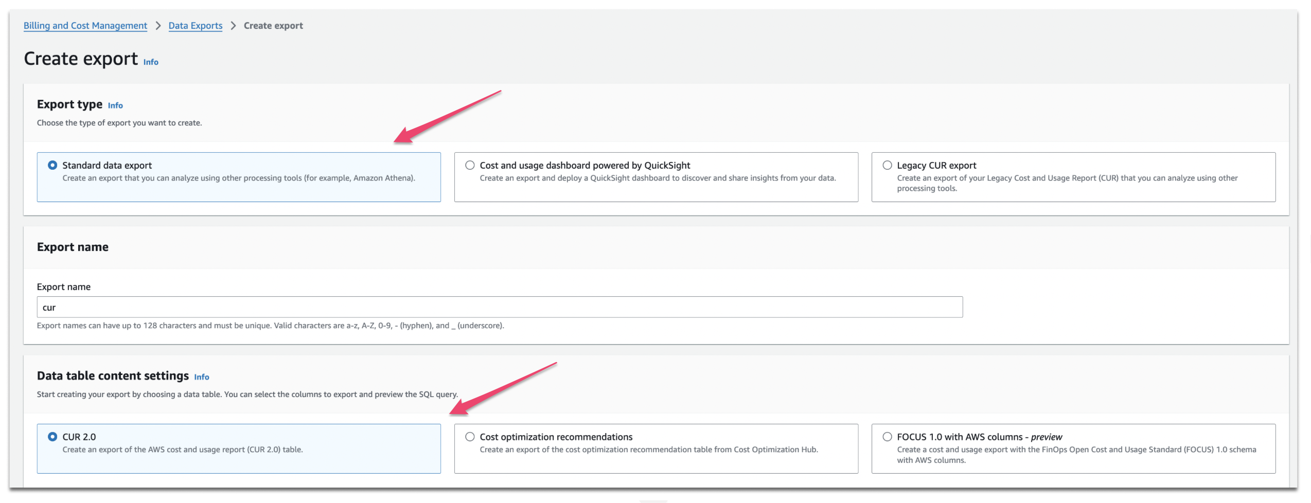 Figure 2 - Configure export