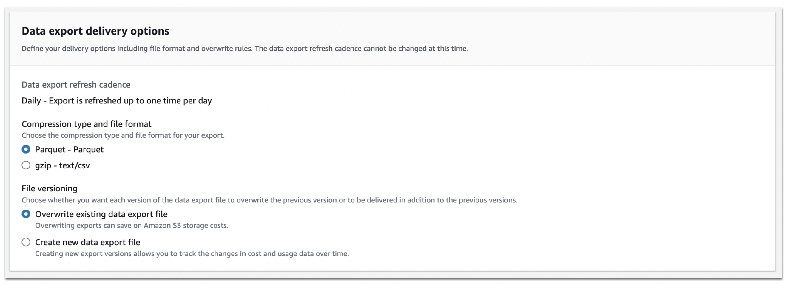 Figure 3 - Configure export delivery options
